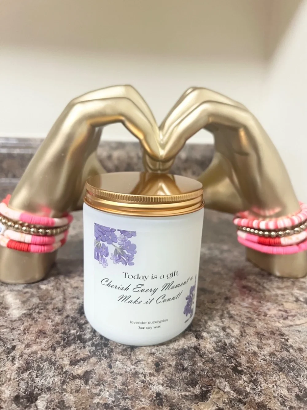 Inspirational Lavender Eucalyptus Soy Wax Candle 7 Oz.